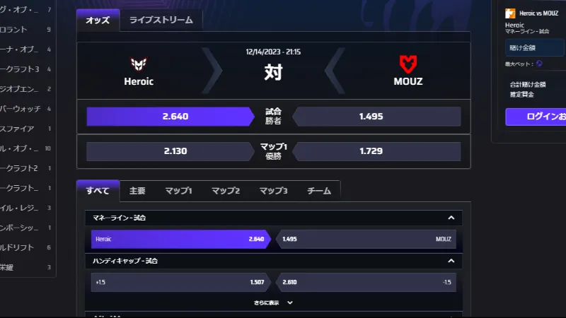 BLASTプレミアワールドファイナル オッズ3