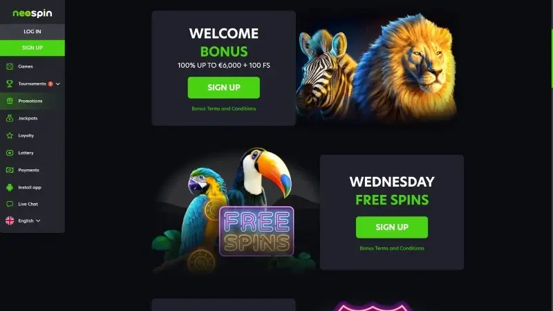 Neospin no deposit bonus
