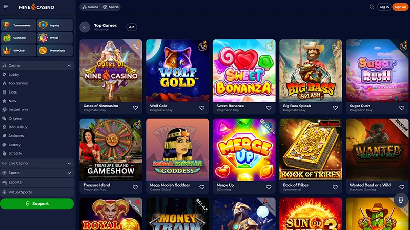 ninecasino casino games