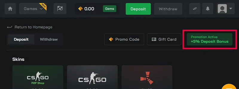 clash.gg promo code activated