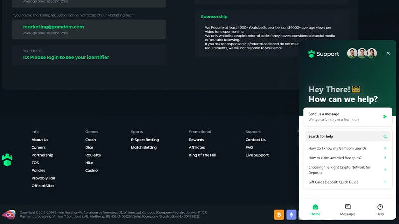 gamdom customer support