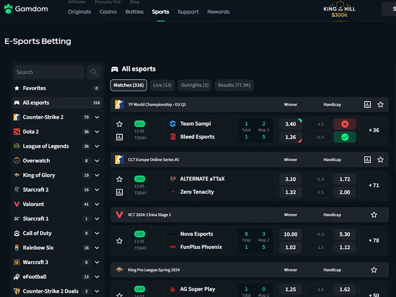 gamdom esports betting