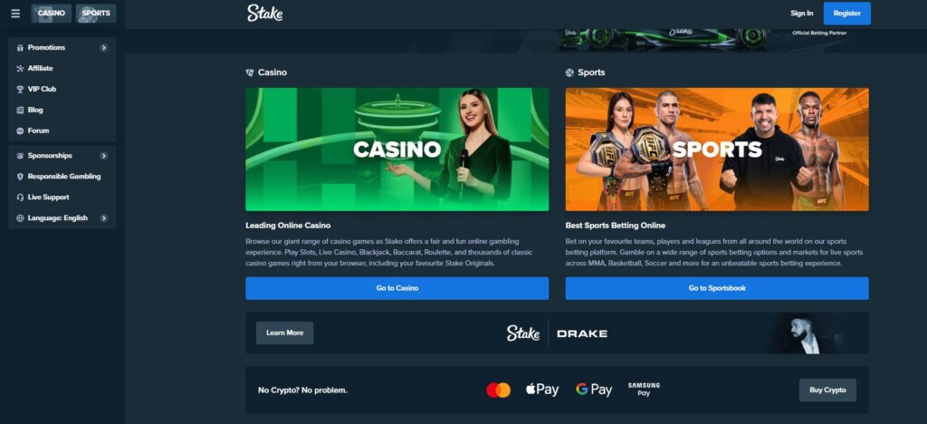 Screenshot of Stake