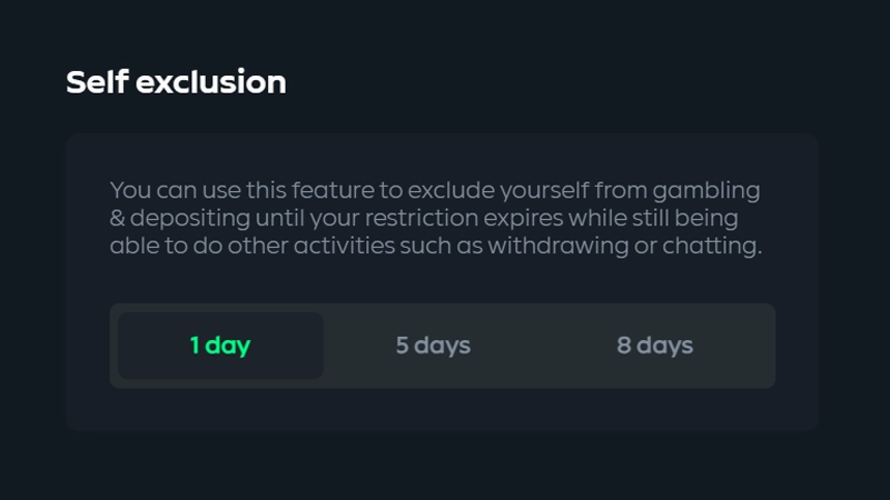 self exclusion on gamdom