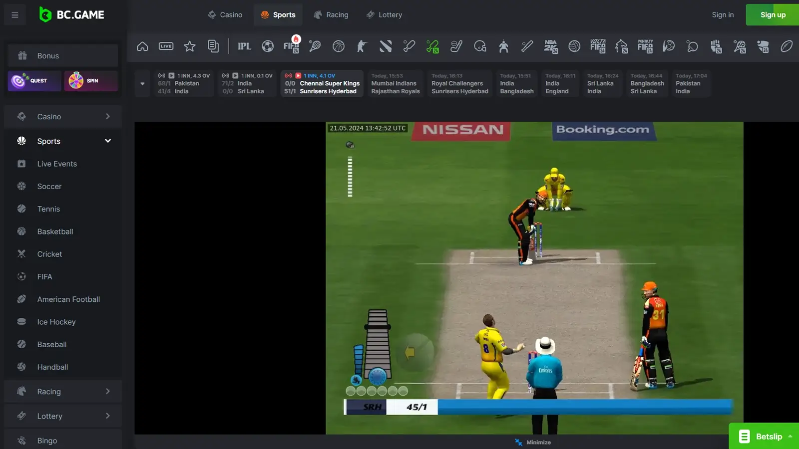 ecricket betting live on bc.game