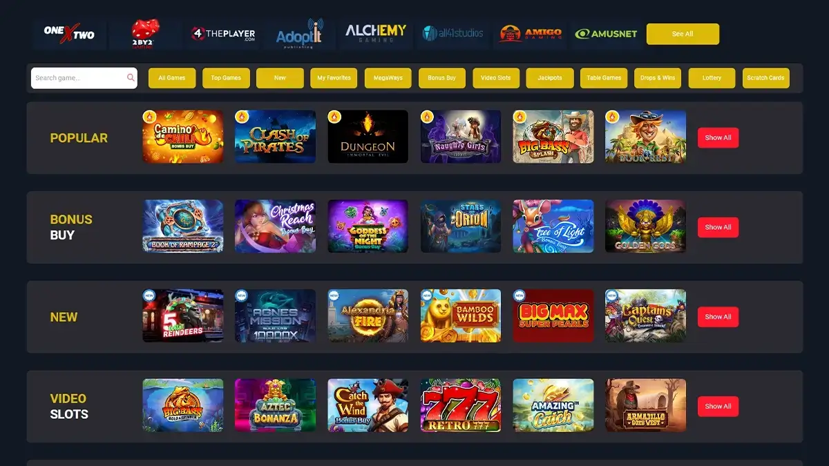 betlivecasino casino lobby