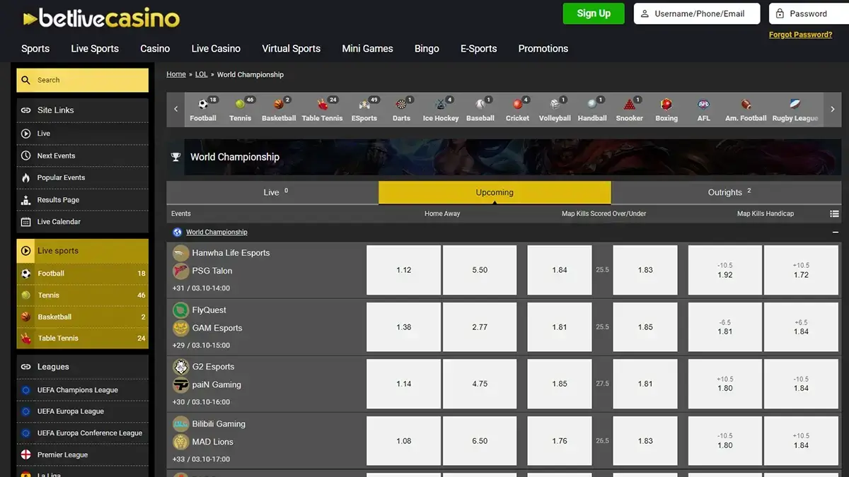 betlivecasino esports betting
