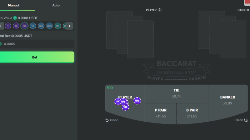 BC.Game crypto baccarat screenshot