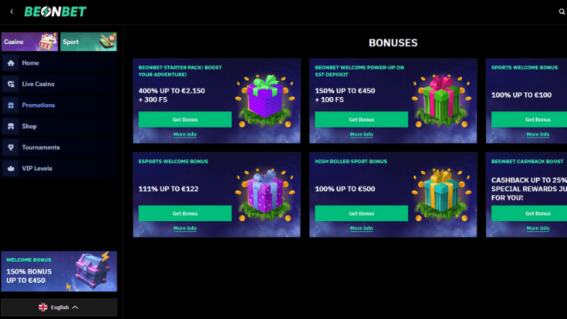 beonbet bonus screenshot