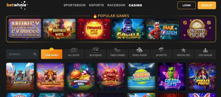 BetWhale casino games section