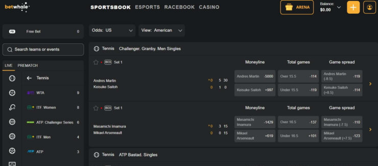 BetWhale - choose a sport and start betting