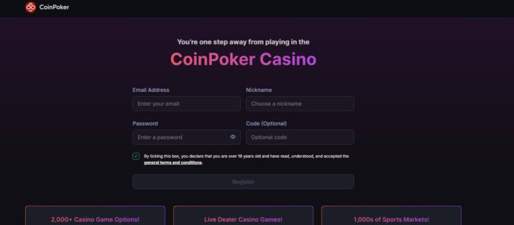 CoinPoker - create an account