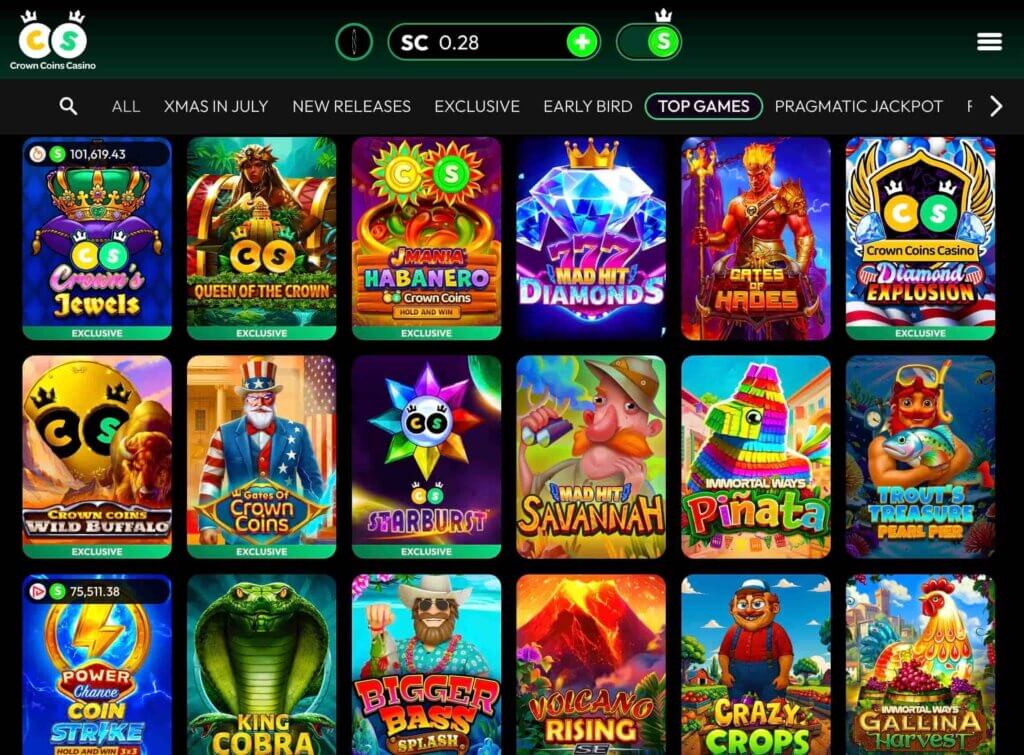 Crown Coin Casinos Game Lobby