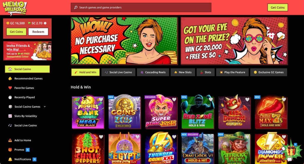 Hello Millions Game Lobby