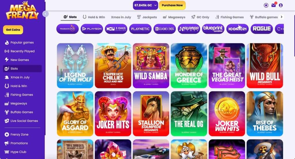 Mega Frenzy Games Lobby