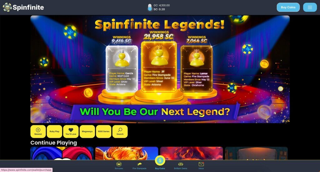 Spinfinite purchase lobby