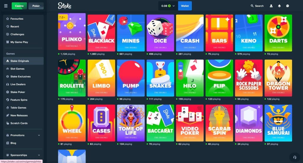 Stake.us Game Lobby
