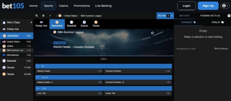 Bet105 - one of the top rated offshore sportsbooks for US players