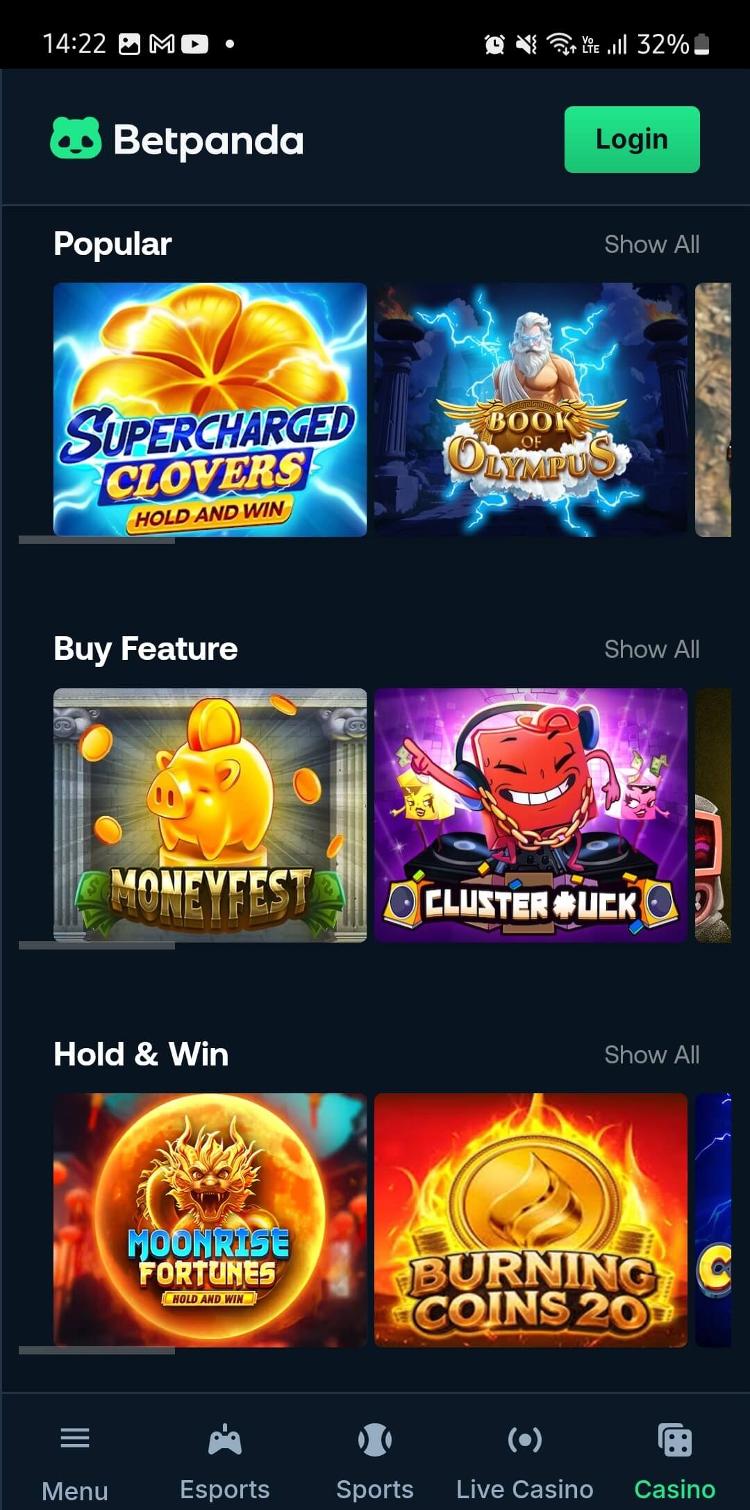 BetPanda's no KYC casino games