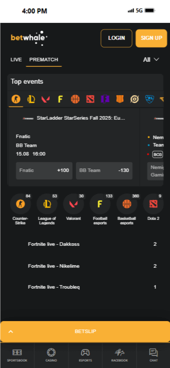 BetWhale - the best Esports betting site