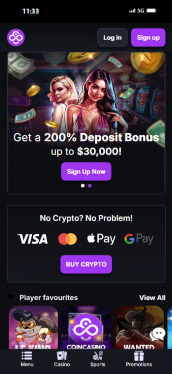 CoinCasino - choose a crypto betting site