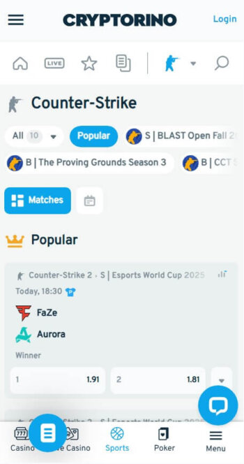 Cryptorino - crypto sports betting site