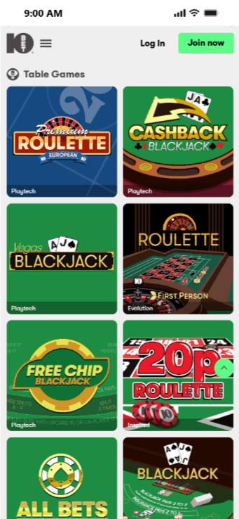 10Bet Table Games