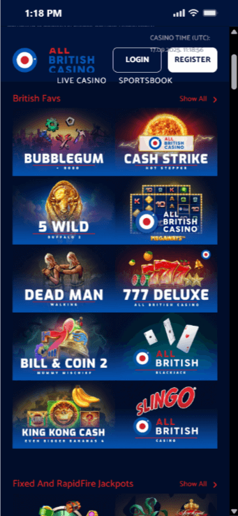 All British Casino - one of the best fast withdrawal casinos UK has to offer