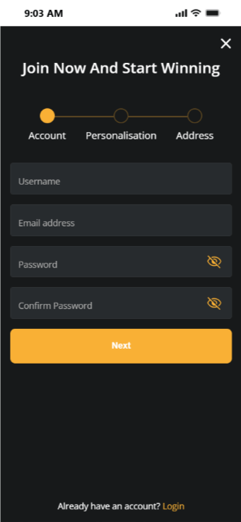 Register and Sign Up at BetWhale