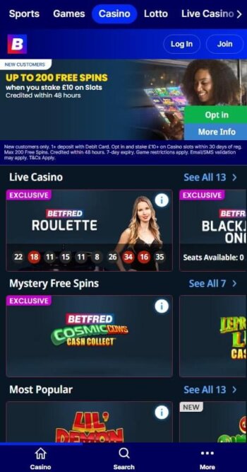 Choose Betfred casino
