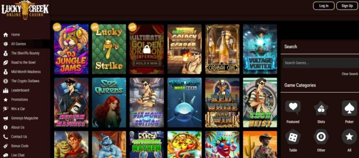 Lucky Creek's new slot games