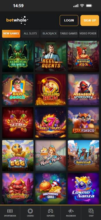 A mobile snapshot of BetWhale, the best Georgia online casino