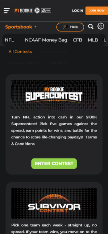 MyBookie's NFL contests
