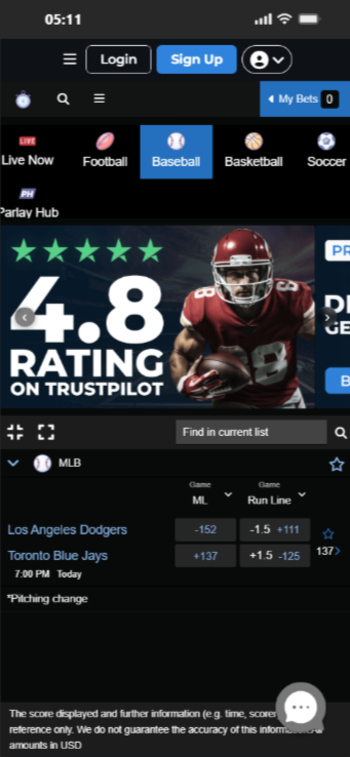 Bet105 our pick for live MLB betting sites