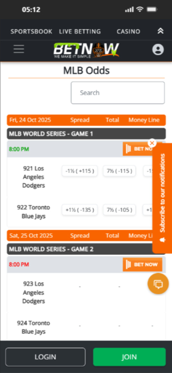 BetNow is the best MLB betting site for props