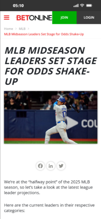 BetOnline - top MLB betting site for pre match betting