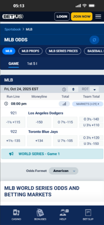 BetUS is the best MLB betting site overall