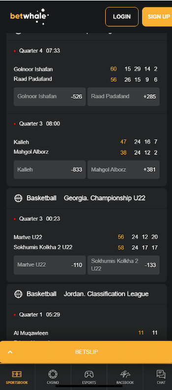 BetWhale is a great college basketball betting site for bet builders