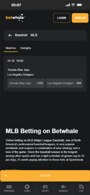 BetWhale has the best odds for MLB betting