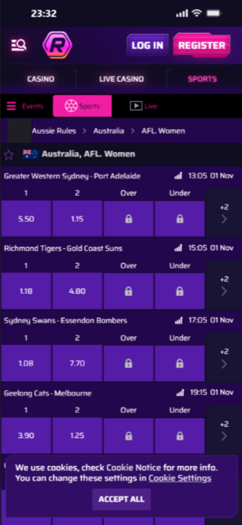 Roby Casino is the best betting app in Australia for AFL