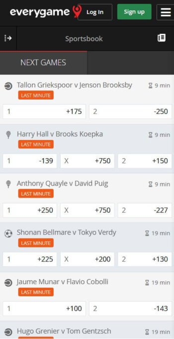 Everygame betting site odds