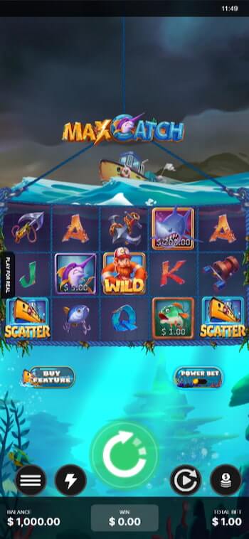 A screenshot of Max Catch slot being played at BetWhale