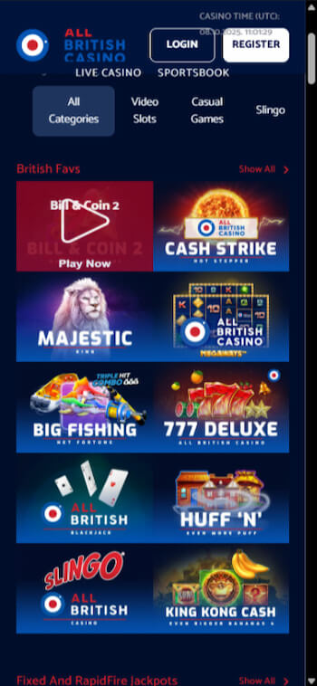 A preview of the featured casinos titles at AllBritishCasino