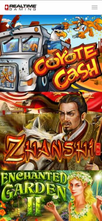 the main games page at the site of RealTime Gaming