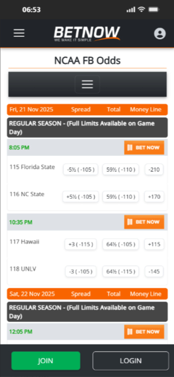 BetNow is a top crypto college football betting site