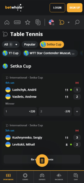 A preview of table tennis betting markets at BetWhale, the best table tennis betting site in the US