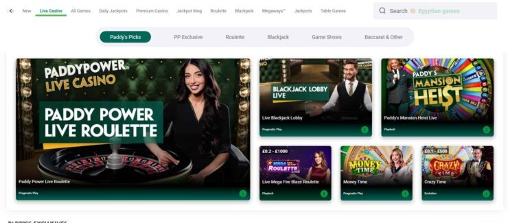 Non-Gamstop live casino games at Paddy Power