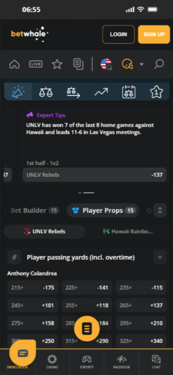 Parlay betting markets at BetWhale a top college football betting sites