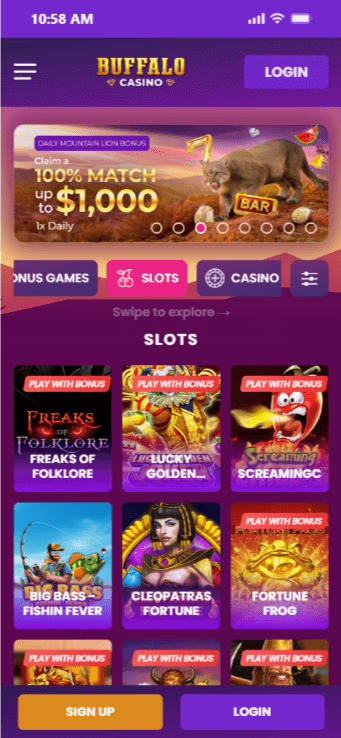 Play slot games at Buffalo Casino