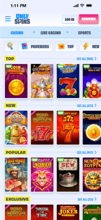 Play games at Only Spins a top casino in AUS
